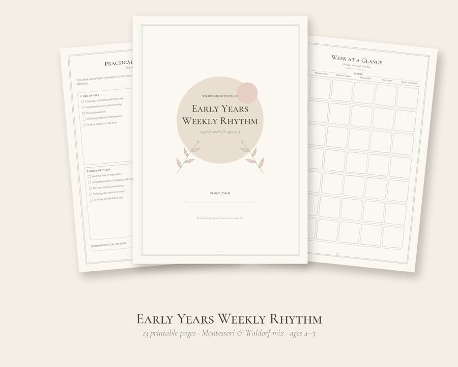 Early Years Weekly Rhythm Planner printable preview