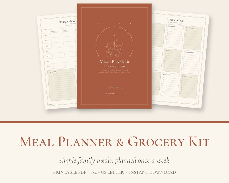 Meal Planner & Grocery List Kit printable preview