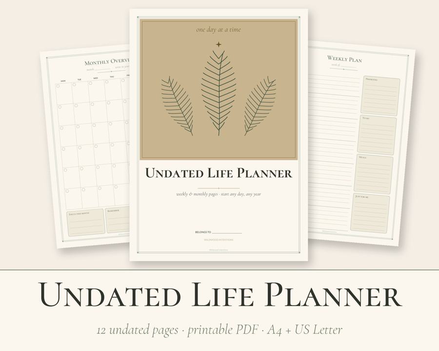 Undated Life Planner printable preview